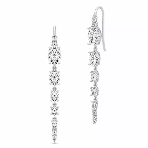 Julie Sandlau Glamour lange zirkoon oorbellen in satijn gerodineerd sterling zilver witte zirkoon