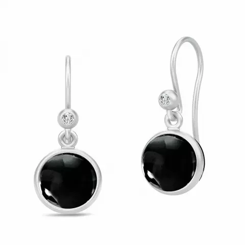 Julie Sandlau rond zwart kristal oorbellen in satijn gerodineerd sterling zilver zwarte kristallen witte zirkonen
