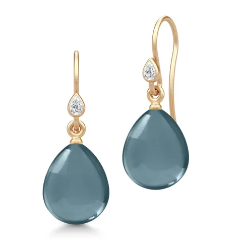 Julie Sandlau Prima Ballerina oorbellen in verguld sterlingzilver blauwe kristal witte zirkoon