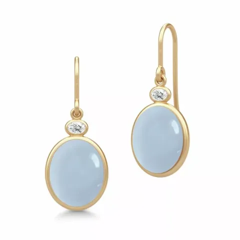 Julie Sandlau Glace oorhanger in verguld sterlingzilver witte zirkoon blauwe caledoniet