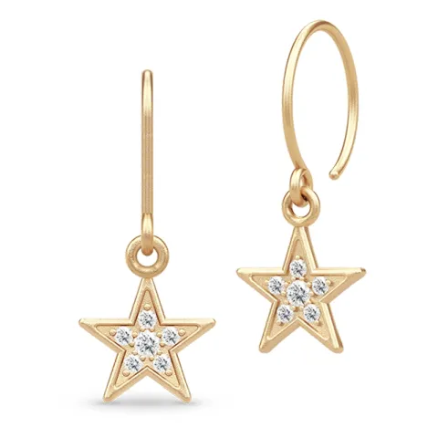 Julie Sandlau Stella ster oorbellen in verguld sterlingzilver witte zirkoon