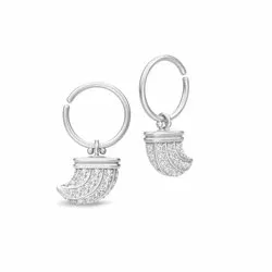 Julie Sandlau Eagle creool in satijn gerodineerd sterling zilver witte zirkoon