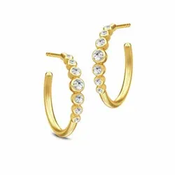 16 mm Julie Sandlau Grace creool in verguld sterlingzilver witte zirkoon