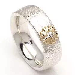 testsieraad bloem zirkoon ring in zilver en goud