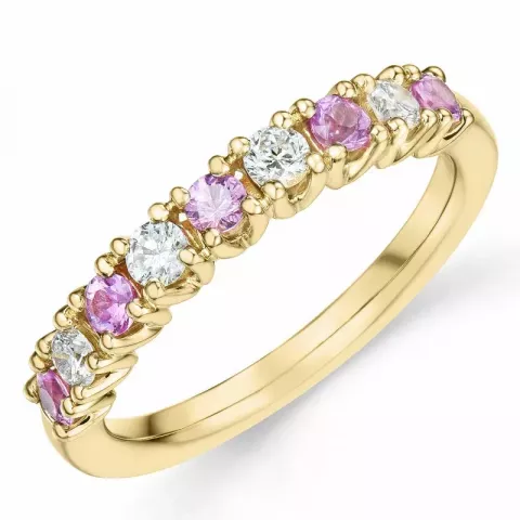 testsieraad pink saffier diamant ring in 14 karaat goud 0,246 ct 0,45 ct