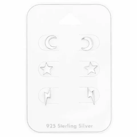 verzamelmonster maan en zon oorsteker in zilver