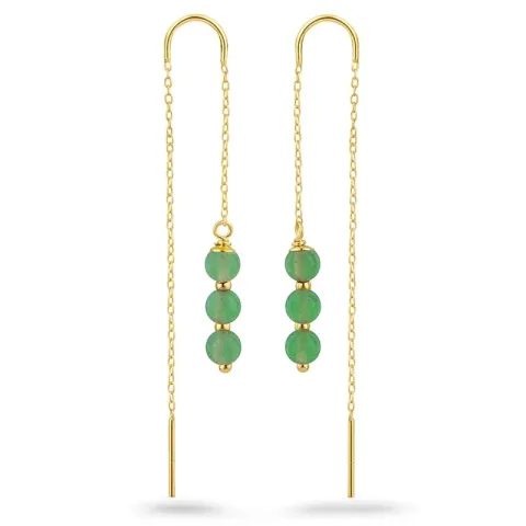 verzamelmonster jadesteen ketting oorbellen in verguld zilver - Loom Stones