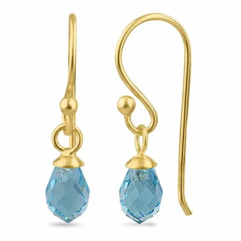 verzamelmonster blauwe topaas glas oorhanger in verguld zilver - Loom Stones