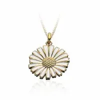 verzamelmonster Scrouples margriet hanger met ketting in verguld sterlingzilver witte emaille