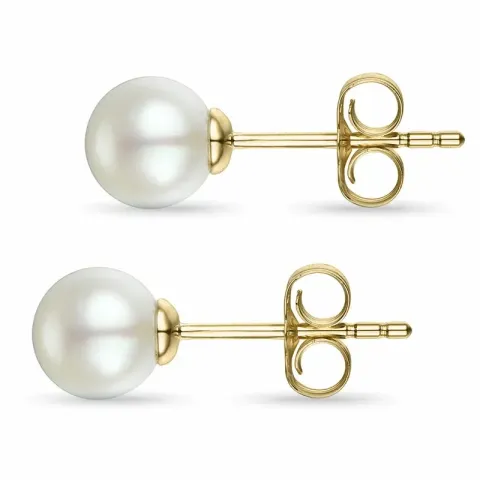verzamelmonster ivoorwit parel oorbellen in 14 karaat goud