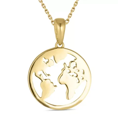 verzamelmonster world ketting in verguld sterlingzilver met hanger in 8 karaat goud