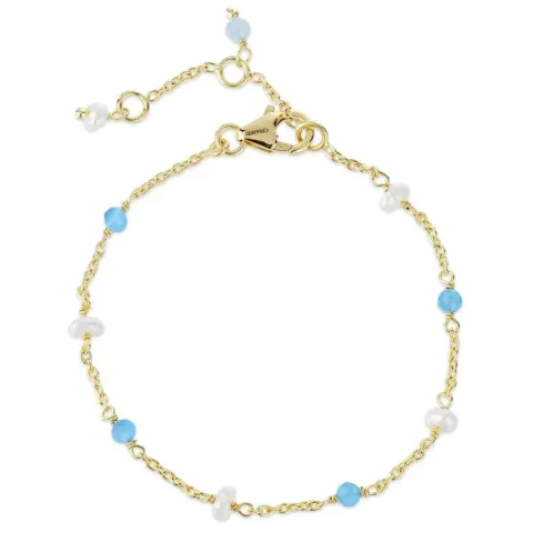 verzamelmonster blauwe caledoniet armband in verguld sterlingzilver - Loom Stones