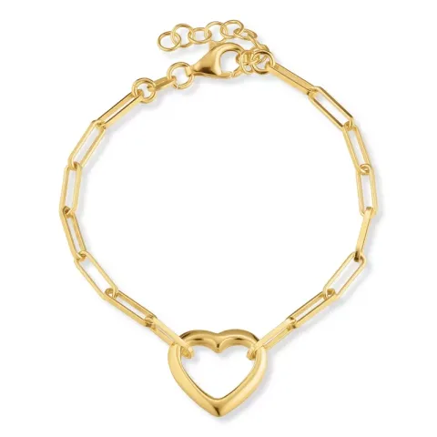 testsieraad hart armband in verguld sterlingzilver met hanger in verguld sterlingzilver