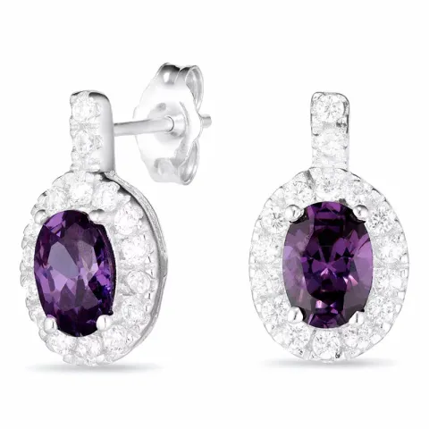 verzamelmonster paarse oorbellen in zilver