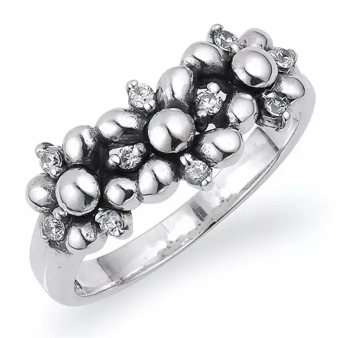verzamelmonster bloem zirkoon ring in zilver
