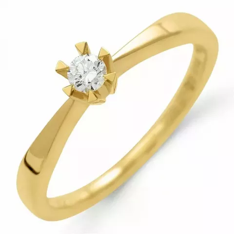 testsieraad diamant solitaire ring in 14 karaat goud 0,11 ct