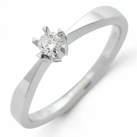 testsieraad diamant solitaire ring in 14 karaat witgoud 0,08 ct