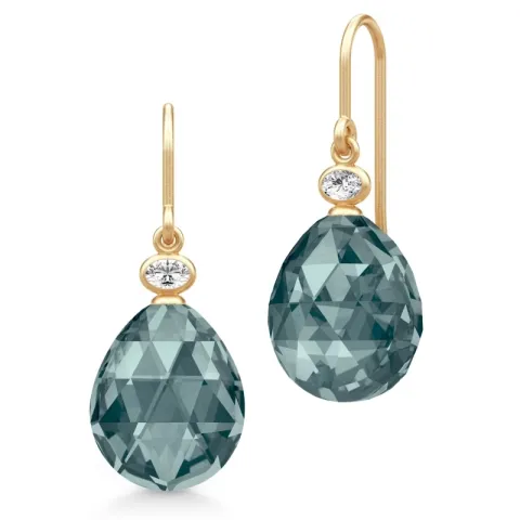 Julie Sandlau Ofelia donkerblauw kristal oorbellen in verguld sterlingzilver