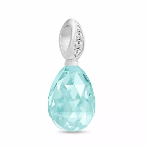 Julie Sandlau Mermaid druppelvormig blauwe kristal hanger in satijn gerodineerd sterling zilver lichtblauwe kristal witte zirkoon