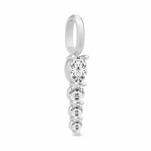 mat Julie Sandlau Glamour witte zirkoon hanger in satijn gerodineerd sterling zilver witte zirkoon