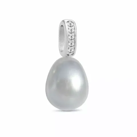 elegant Julie Sandlau Ocean parel hanger in satijn gerodineerd sterling zilver witte zirkoon