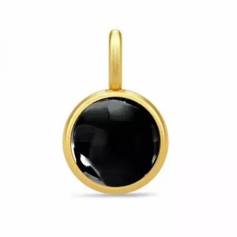Julie Sandlau rond zwart kristal hanger in verguld sterlingzilver zwart kristal