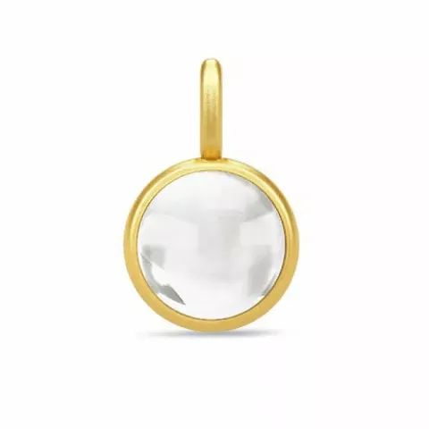 Julie Sandlau rond witte kristal hanger in verguld sterlingzilver witte kristal