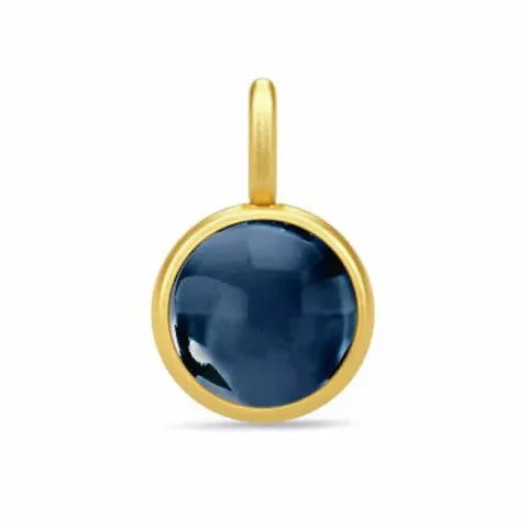Julie Sandlau Primini rond blauwe kristal hanger in verguld sterlingzilver donkerblauw kristal