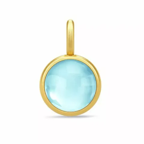 Julie Sandlau Primini rond kristal hanger in verguld sterlingzilver lichtblauwe kristal