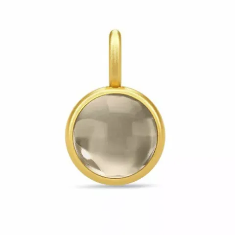 Julie Sandlau Primini rond rookkleurige kristal hanger in verguld sterlingzilver rookkleurige kristal