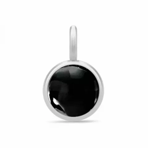 Julie Sandlau rond zwart kristal hanger in satijn gerodineerd sterling zilver zwart kristal