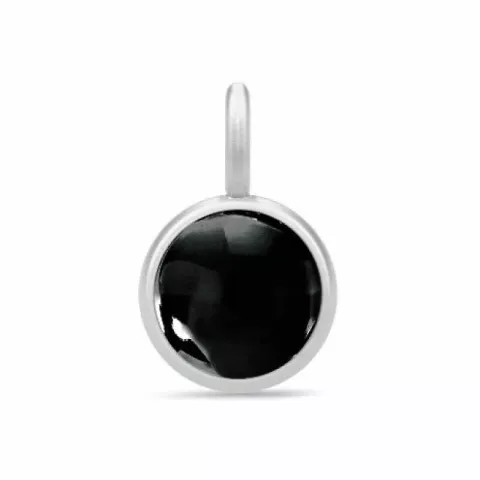Julie Sandlau Primini rond zwart kristal hanger in satijn gerodineerd sterling zilver zwart kristal