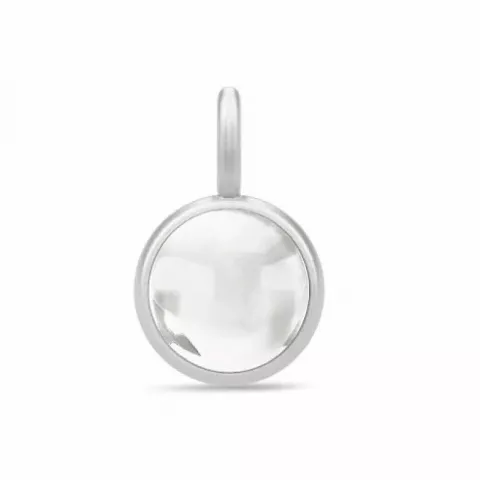 Julie Sandlau rond witte kristal hanger in satijn gerodineerd sterling zilver witte kristal