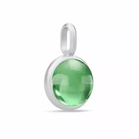 Julie Sandlau Prime rond groen kristal hanger in satijn gerodineerd sterling zilver groen kristal