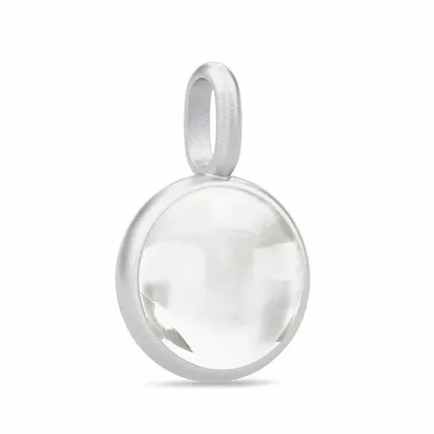 Julie Sandlau Prime rond witte kristal hanger in satijn gerodineerd sterling zilver witte kristal