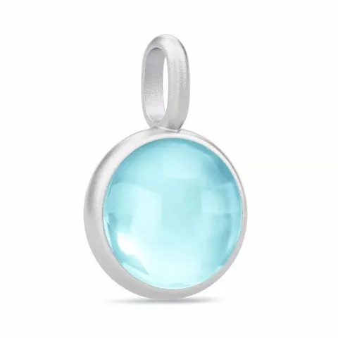 Julie Sandlau Prime rond kristal hanger in satijn gerodineerd sterling zilver lichtblauwe kristal