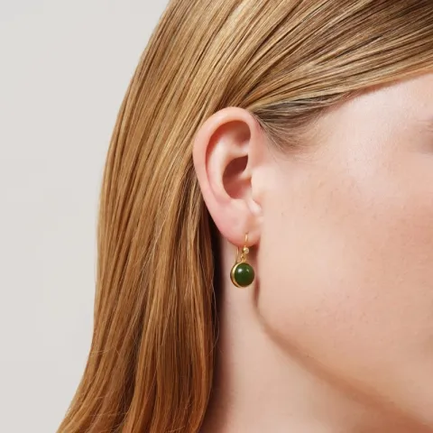 Julie Sandlau Prime groene kristal oorbellen in verguld sterlingzilver