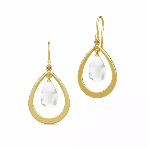 Julie Sandlau Prime droplet druppelvormig kristal oorbellen in verguld sterlingzilver witte kristal
