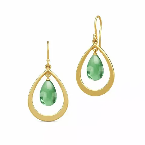 Julie Sandlau Prime droplet druppelvormig groene kristal oorbellen in verguld sterlingzilver groen kristal