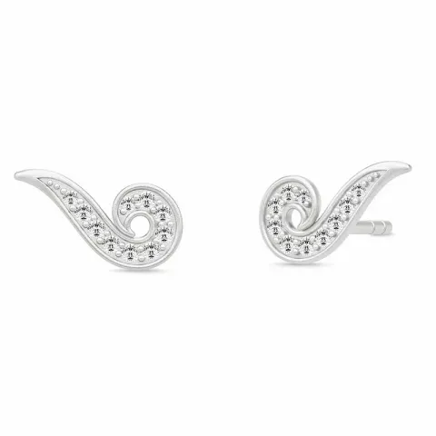 Julie Sandlau Ocean zirkoon oorbellen in satijn gerodineerd sterling zilver witte zirkoon