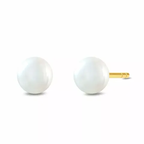 6 mm Julie Sandlau Ocean rond parel oorbellen in verguld sterlingzilver