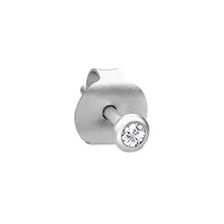 1/2 paar Julie Sandlau FINESSE rond oorbellen in satijn gerodineerd sterling zilver witte zirkoon