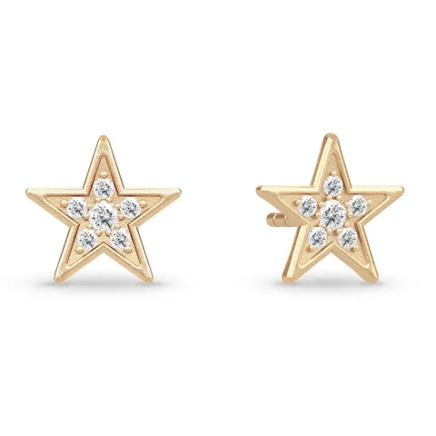 Julie Sandlau Stella ster oorsteker in verguld sterlingzilver witte zirkoon