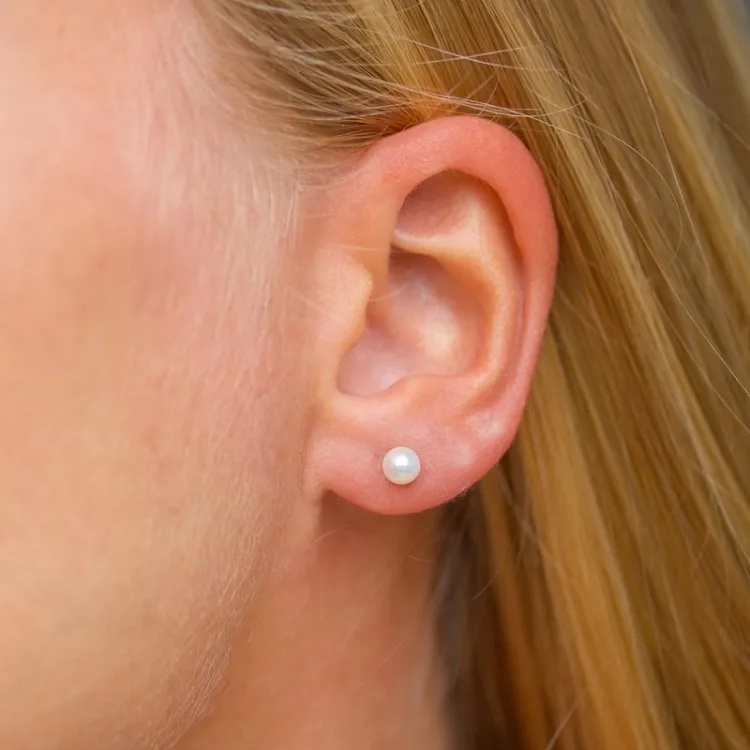4,5-5 mm parel oorsteker in zilver