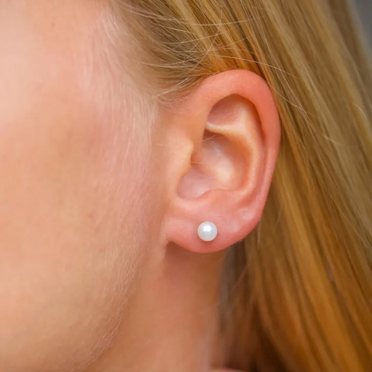 5-5,5 mm parel oorsteker in zilver