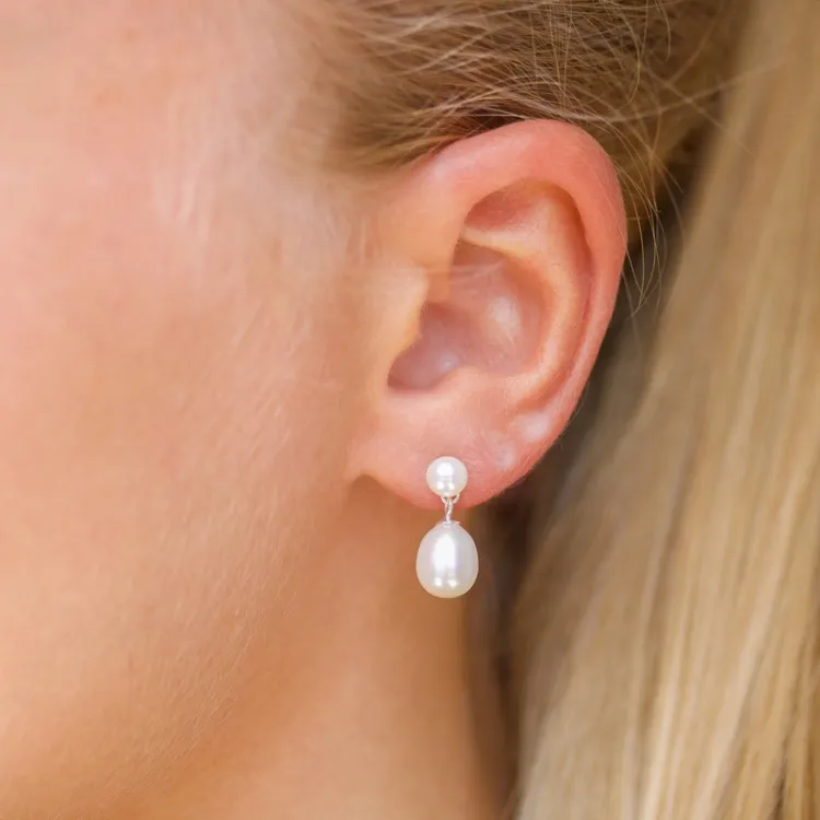 7 - 8 mm parel oorbellen in zilver