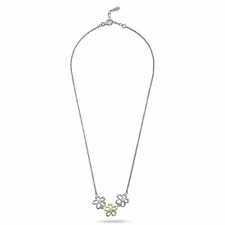 bloem hanger met ketting in zilver
