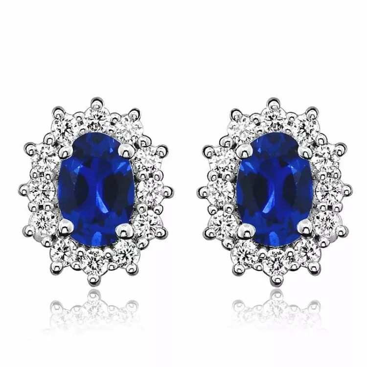 blauwe nanoglas rozetoorbel in gerodineerd zilver