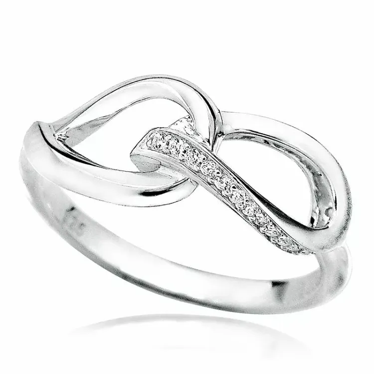 Abstract zirkoon zilver ring in zilver