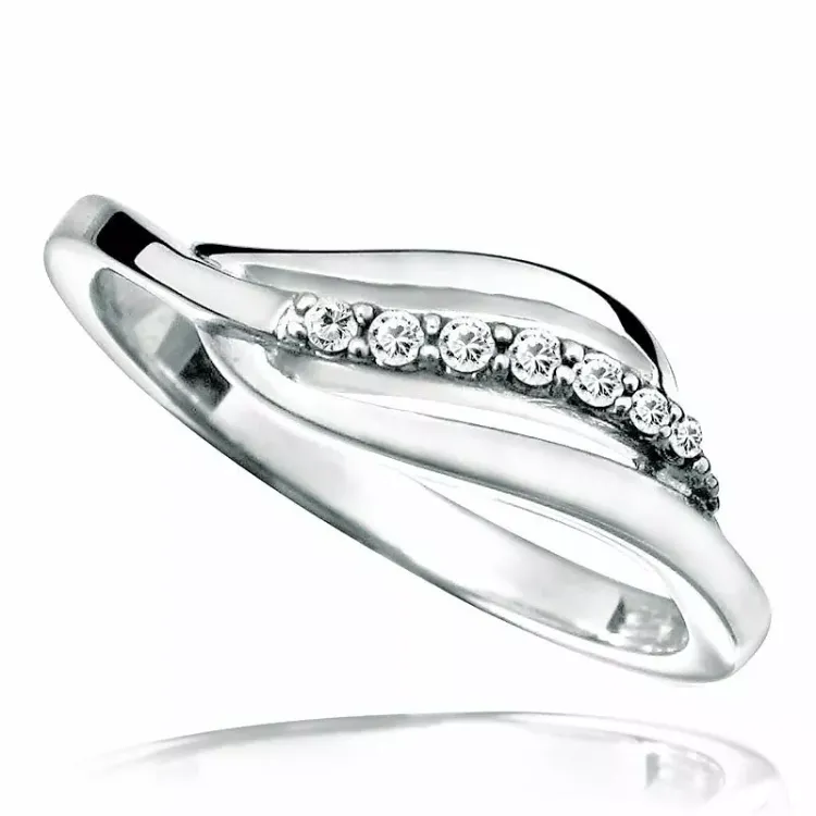 Glad  witte zirkoon ring in gerodineerd zilver
